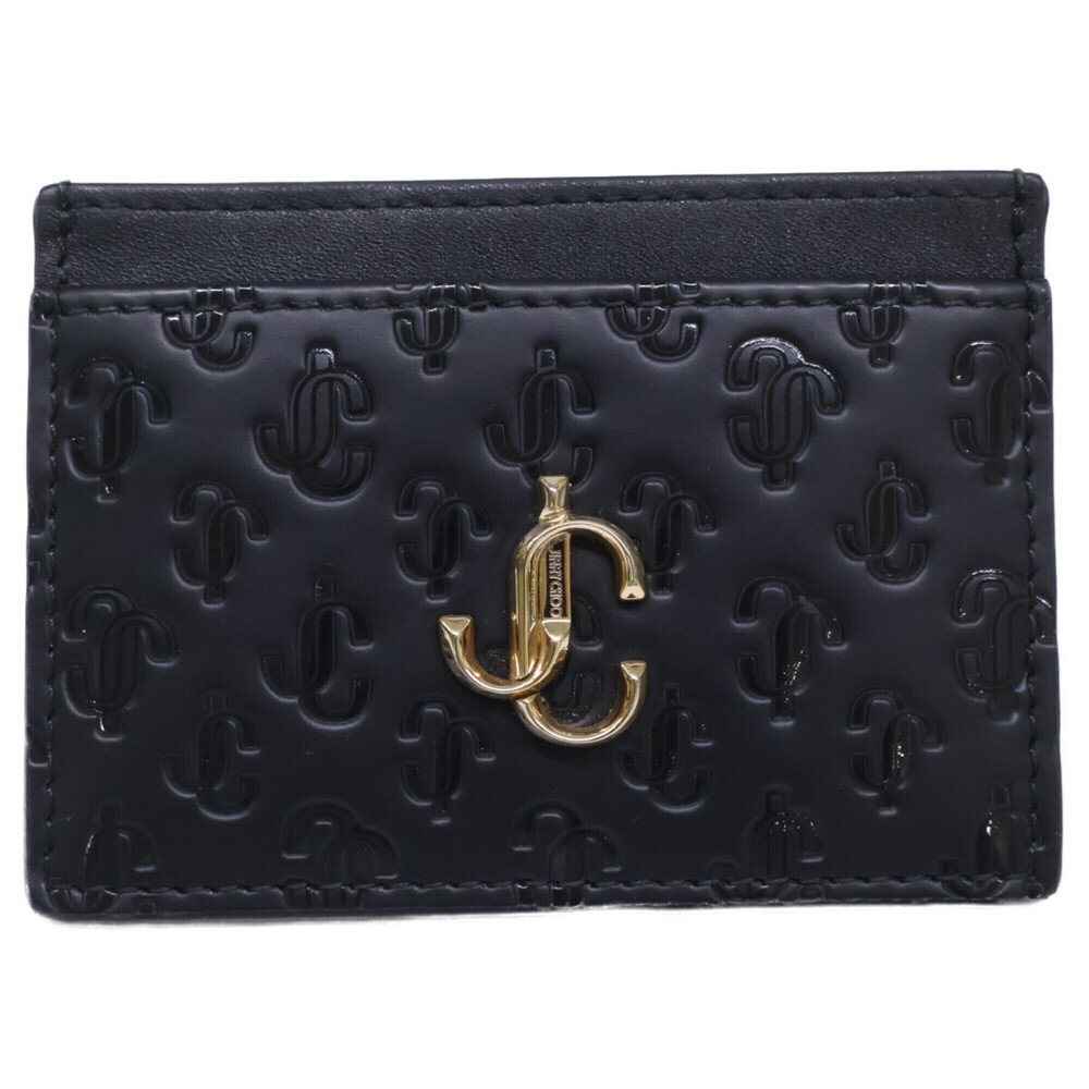 JIMMY CHOO UMIKA JC Logo Leather Business Card Holder/Card Case, Black, Women's